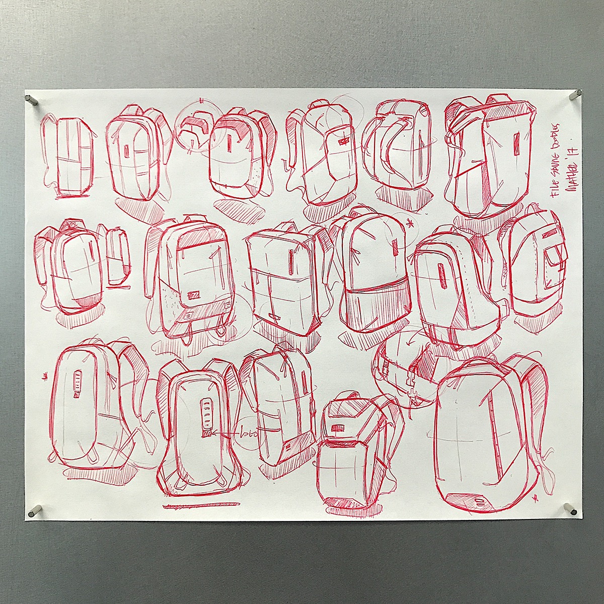 knapsack，product design，industrial design，Hand drawn，