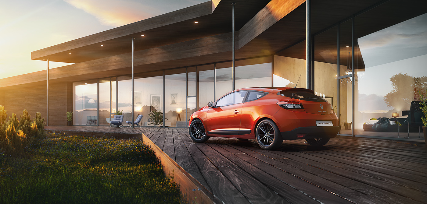 Renault Megane，Car，orange，white，