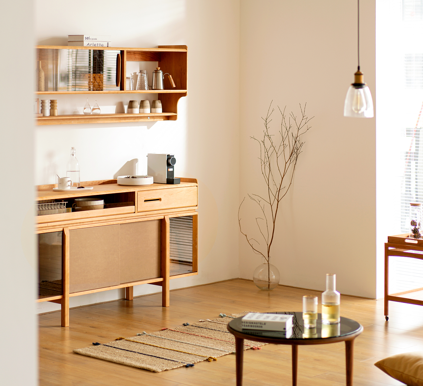 Solid wood furniture，Sideboard，Side cabinet，product design，Household products，