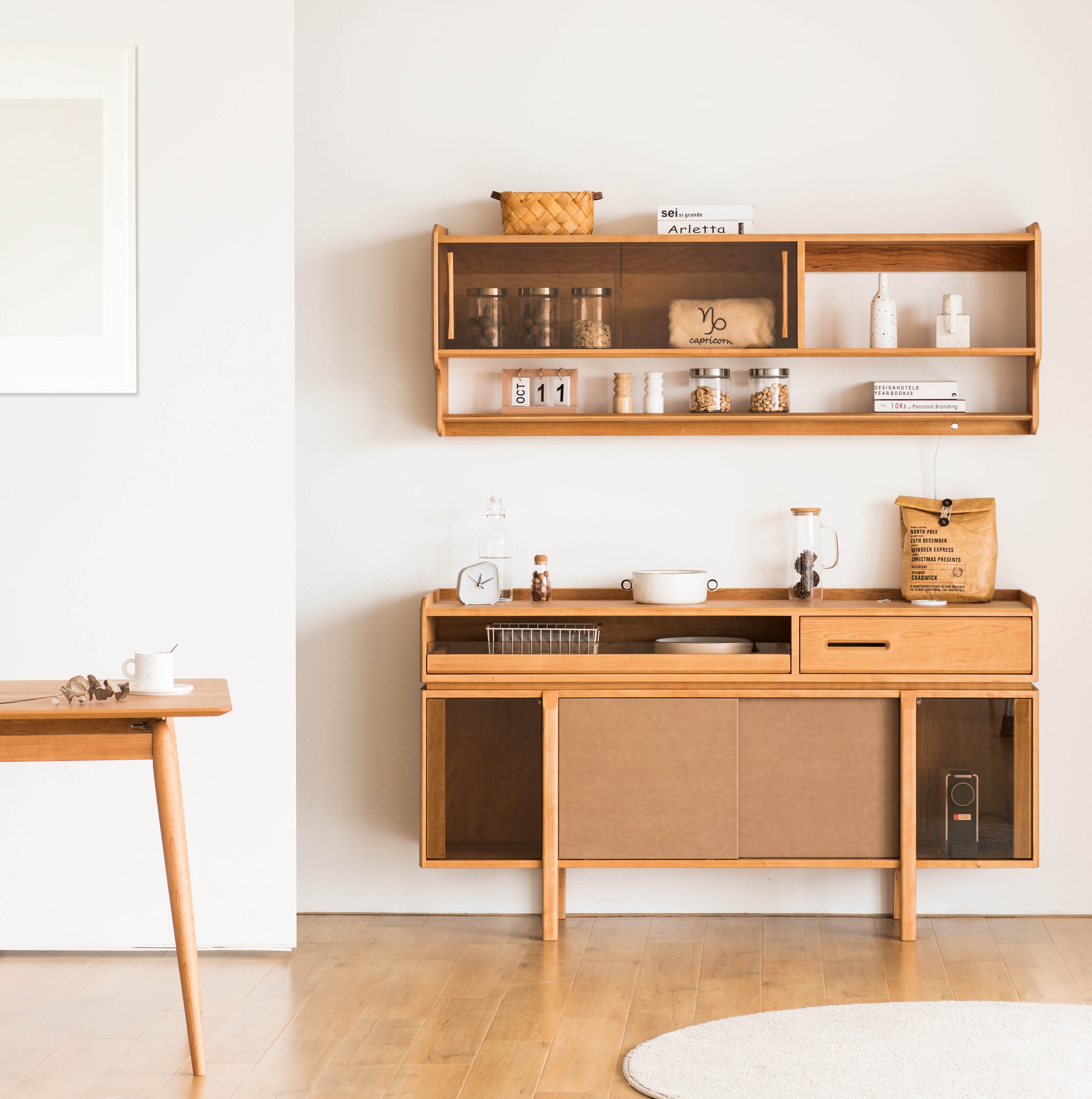 Solid wood furniture，Sideboard，Side cabinet，product design，Household products，