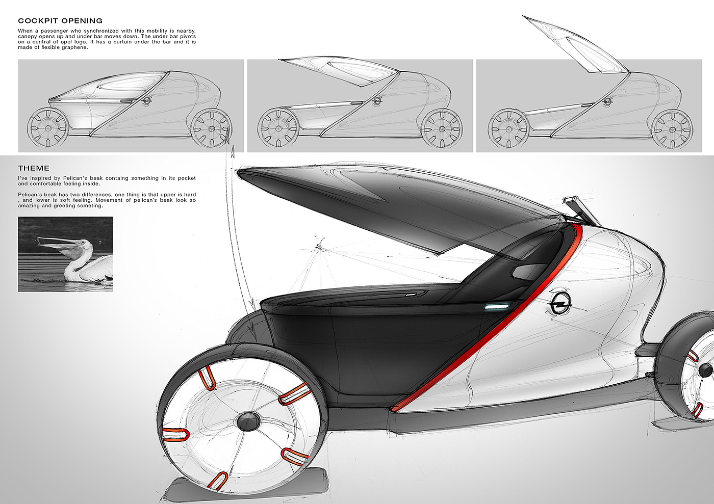 Opel Pelican，概念车，草图，自动化设计，