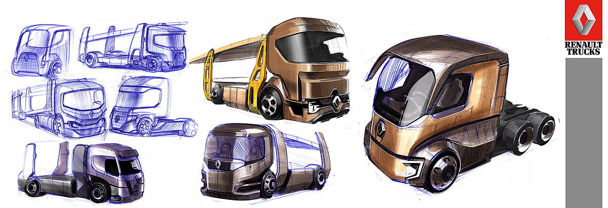 industrial design，conceptual design，Automobile design，Truck head，trailer，renault，heavy industry，