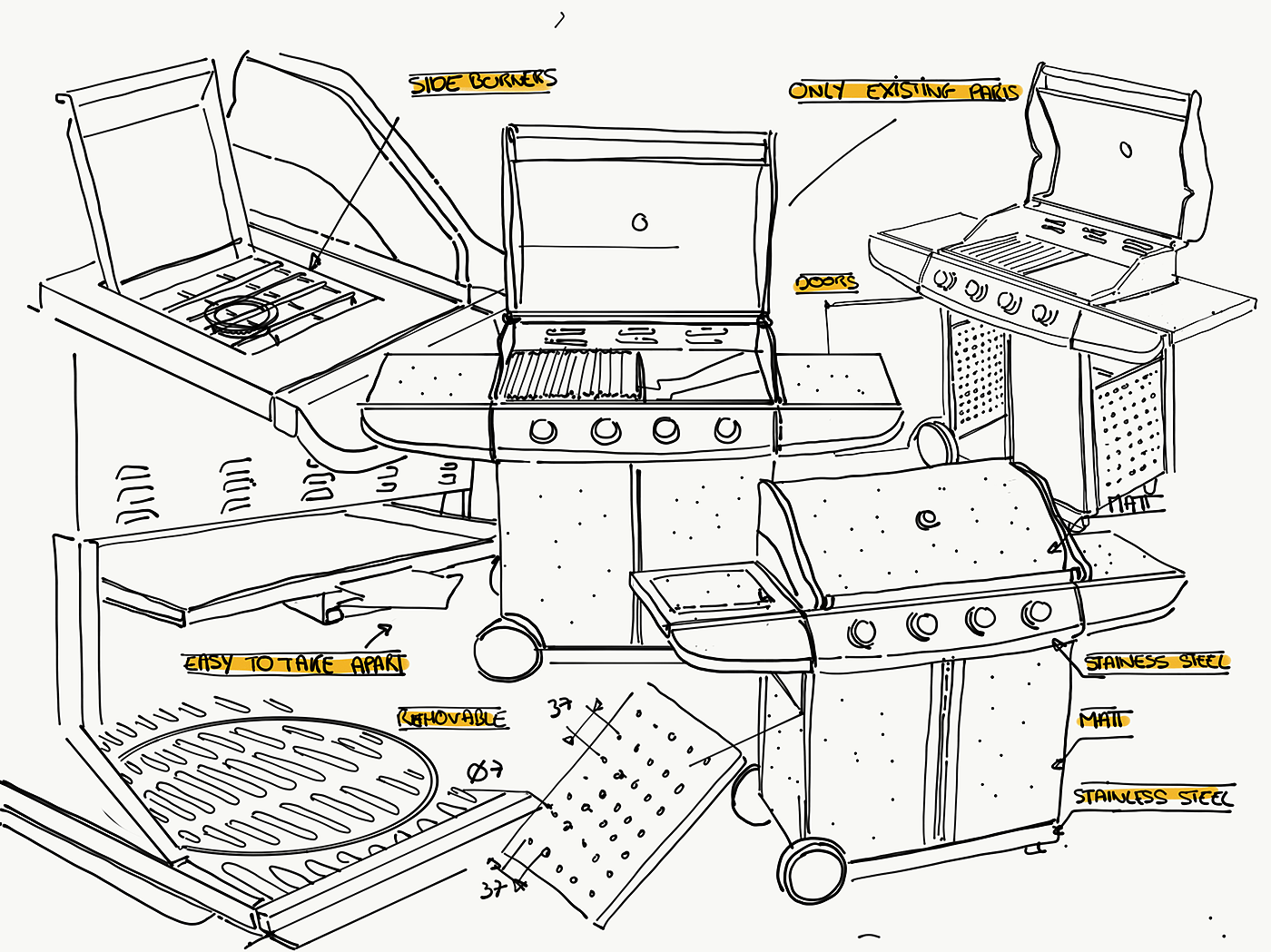 Grill，HYBA，coal gas，modularization，parts，