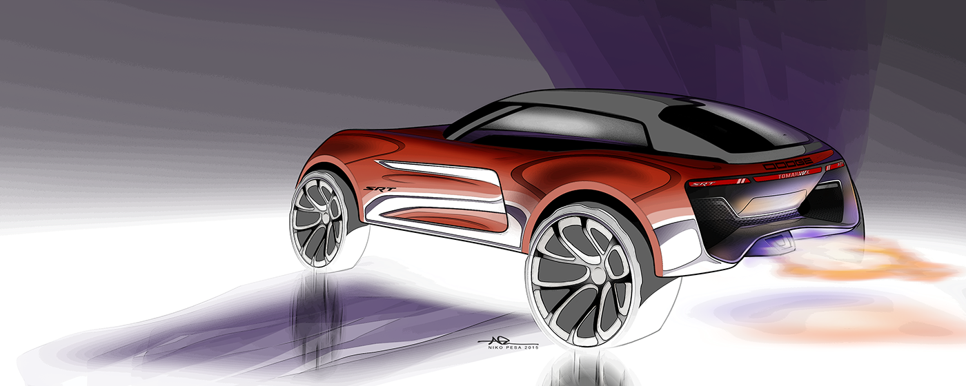 dodgetomahawksrtconcept红色跑车里的你耀眼无比