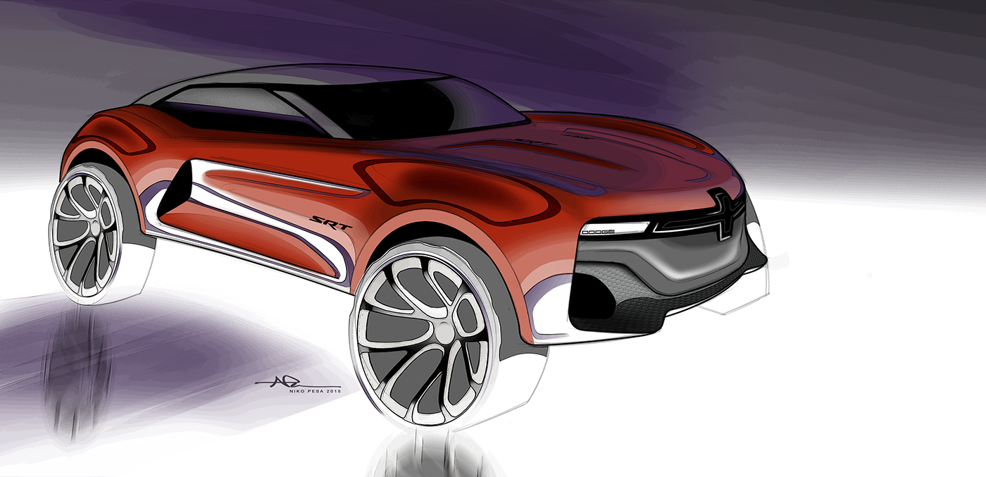 dodgetomahawksrtconcept红色跑车里的你耀眼无比