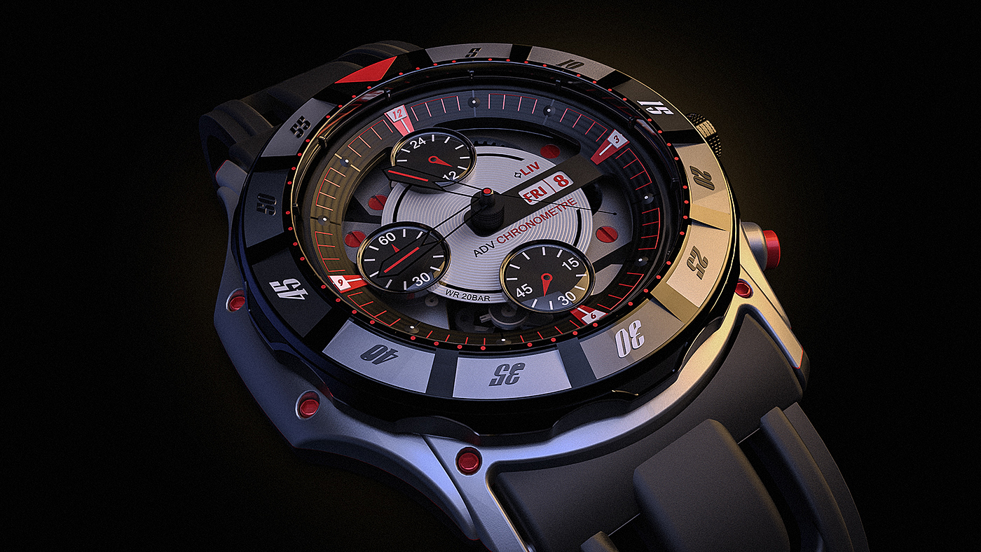 G.D.W.，Wrist watch，Seiko，scale，3d，