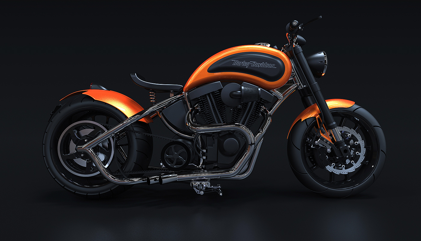 Harley Davidson，motorcycle，orange，one thousand and two hundred，EVO，