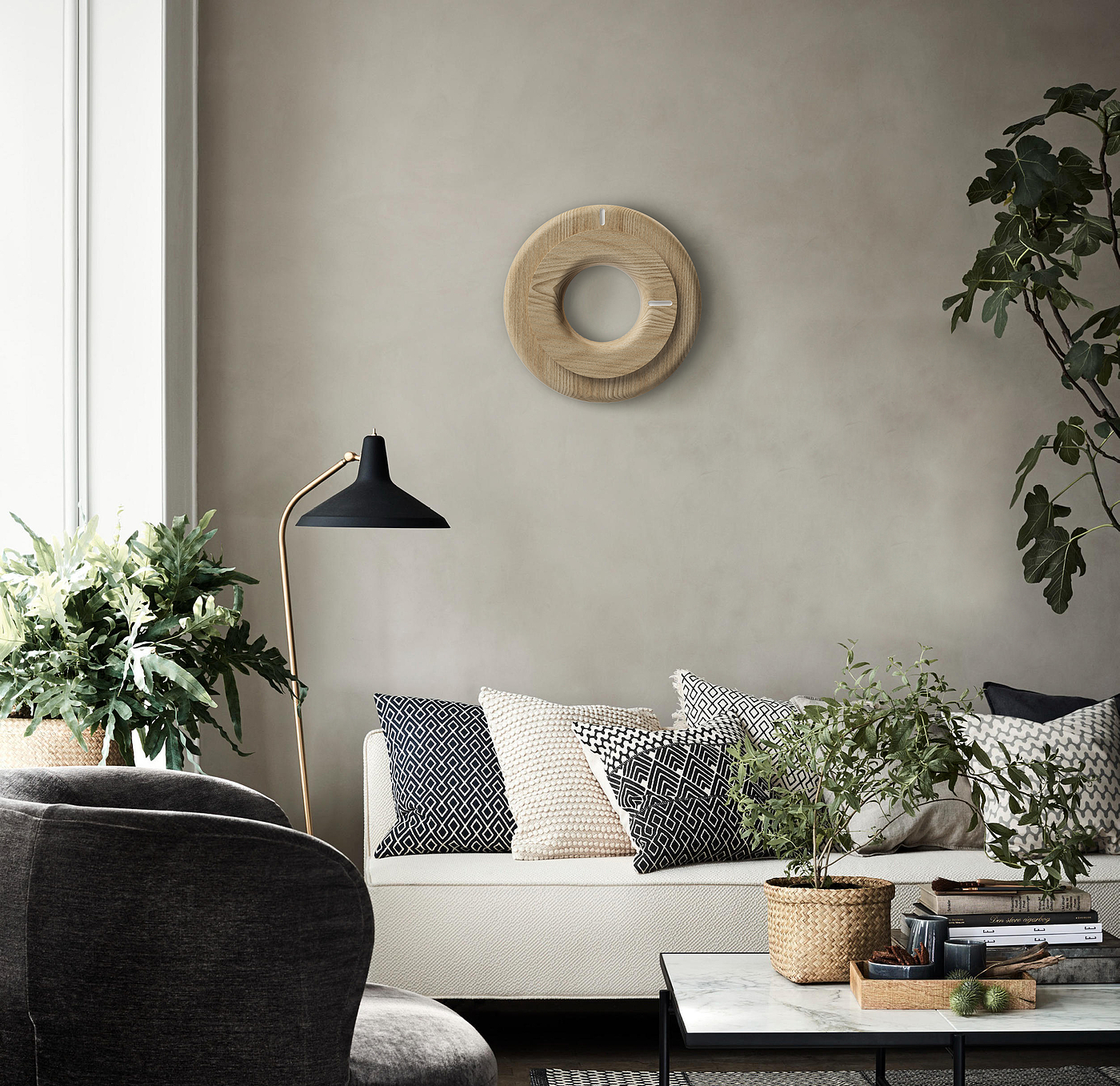 woodiness，circular，Guilherme Award，Extremely simple wind，Wall clock，