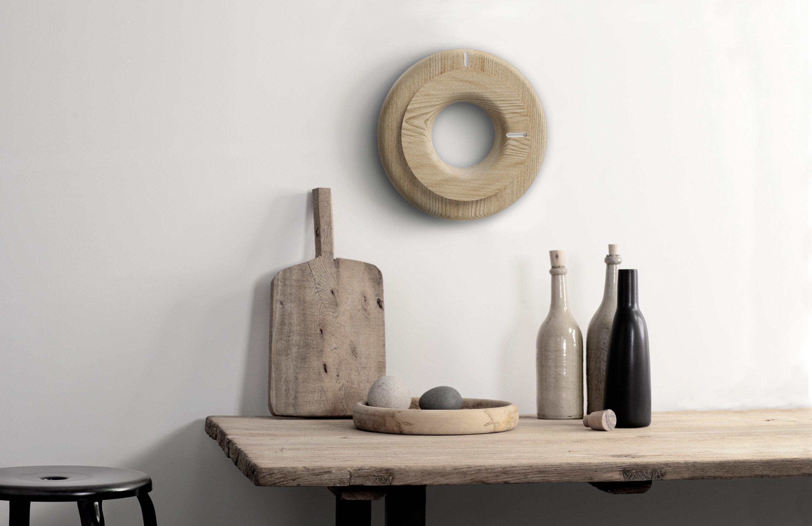 woodiness，circular，Guilherme Award，Extremely simple wind，Wall clock，
