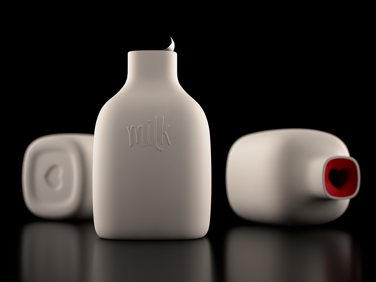 gules，white，packing，Milk bottle，love，