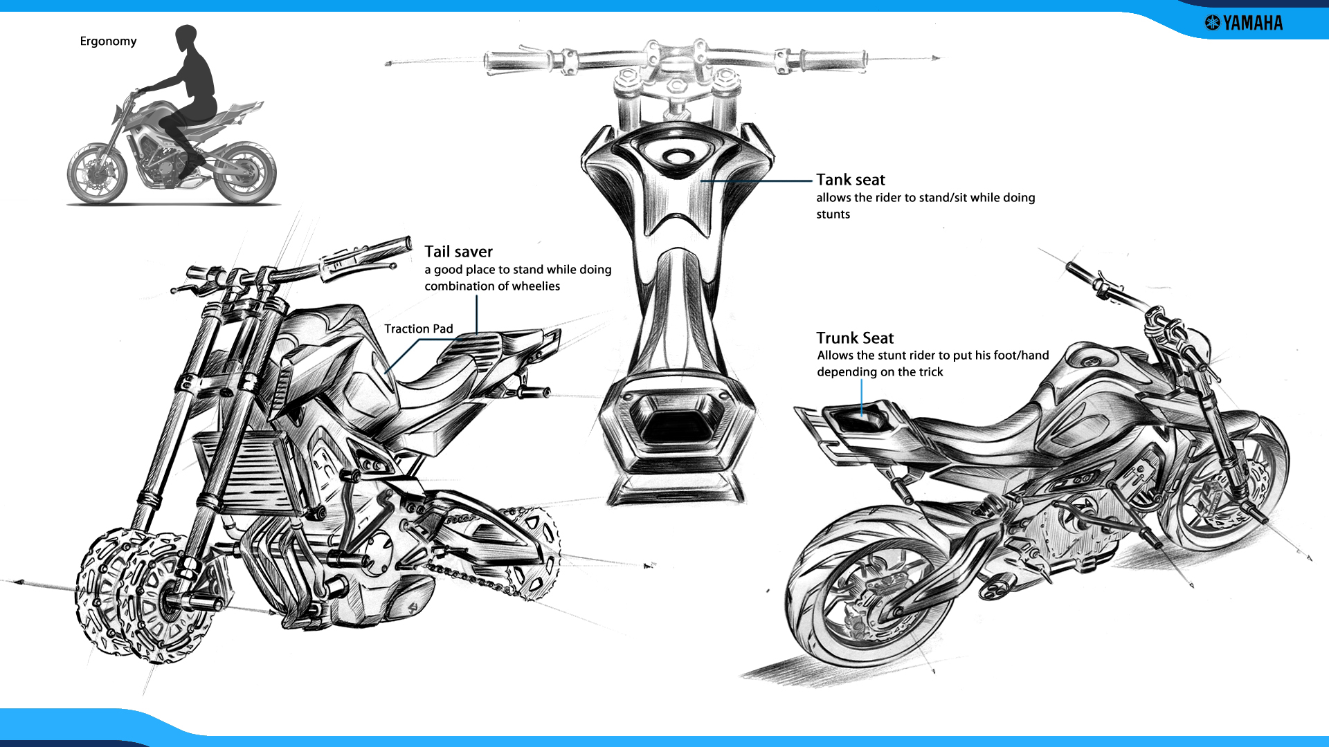 vehicle，design sketch，Hand drawn，motorcycle，Yamaha，