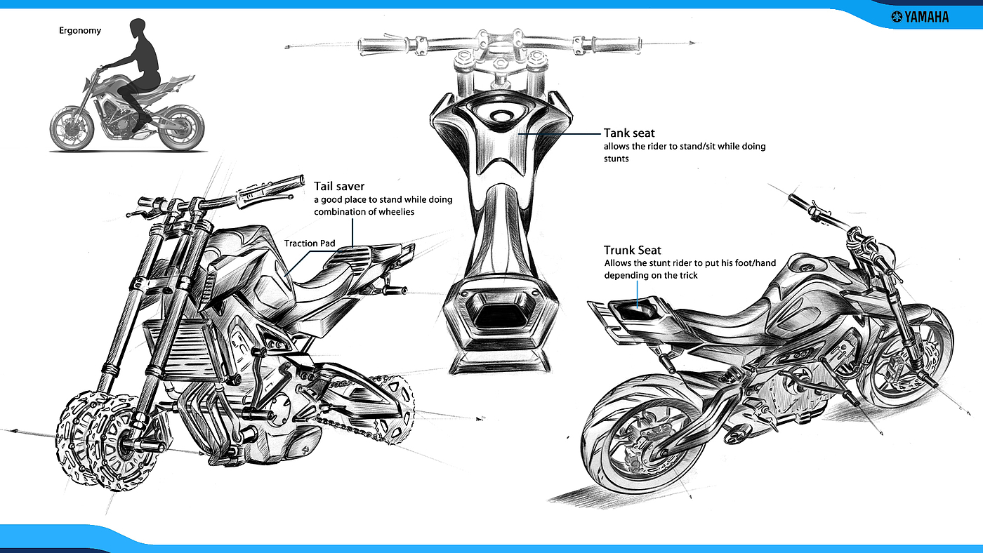 vehicle，design sketch，Hand drawn，motorcycle，Yamaha，