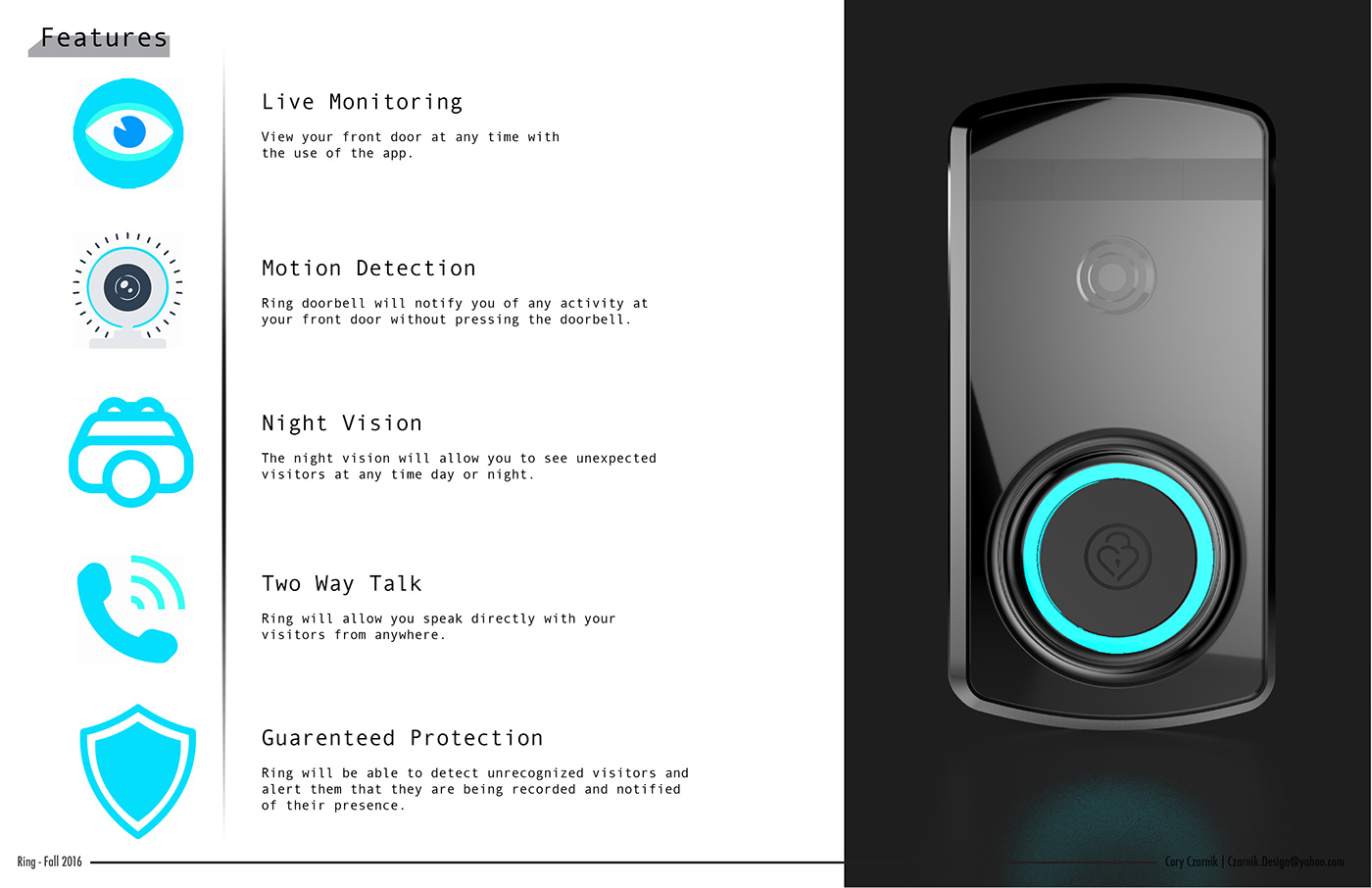 Security design，doorbell，black，