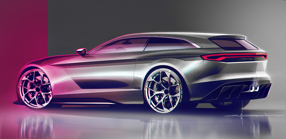 Hand drawn car，suv，Computer rendering，Digital art，