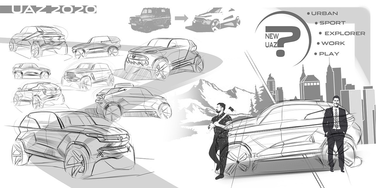 Hand drawn，painting，automobile，outdoors，Travel，