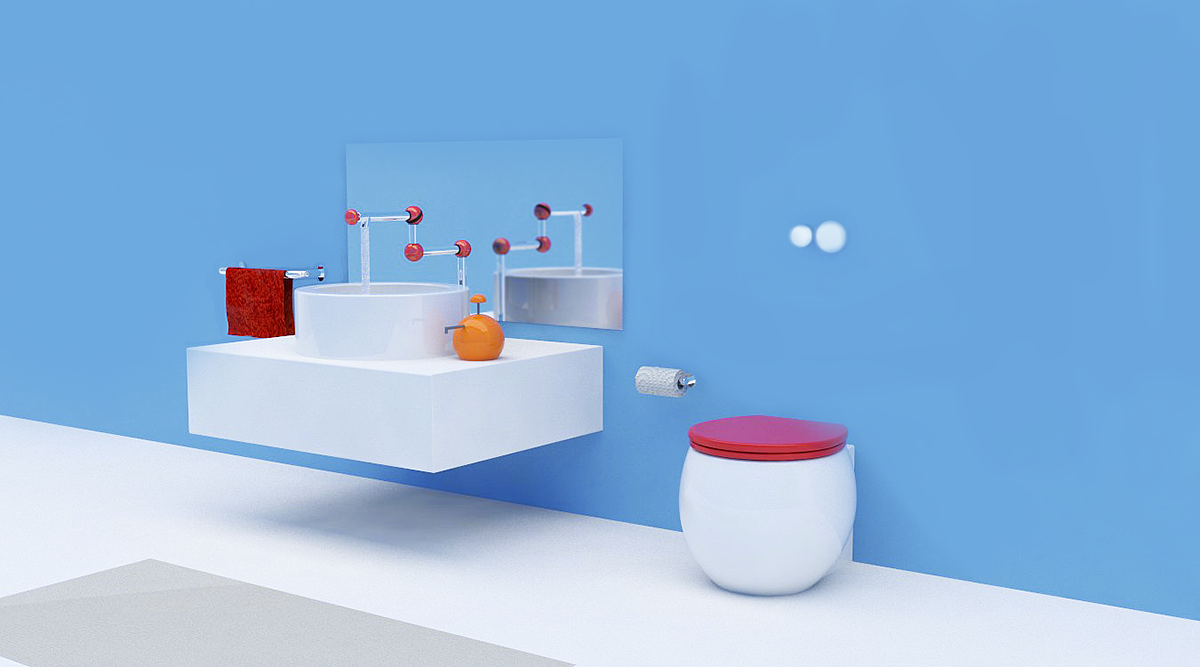 kitchen and toilet，Childlike interest，closestool，washbasin ，water tap，