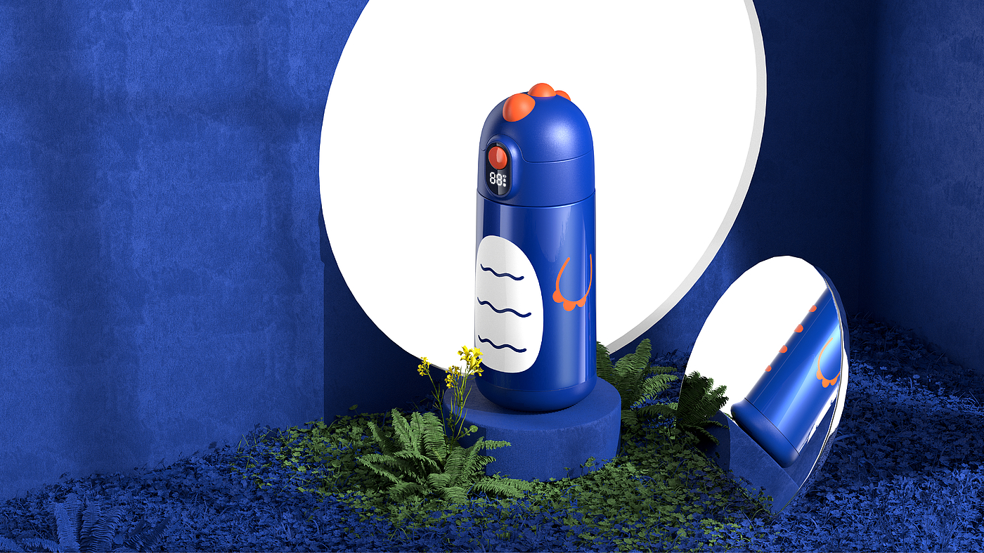 Small dinosaur, intelligent thermos cup, children, water cup，