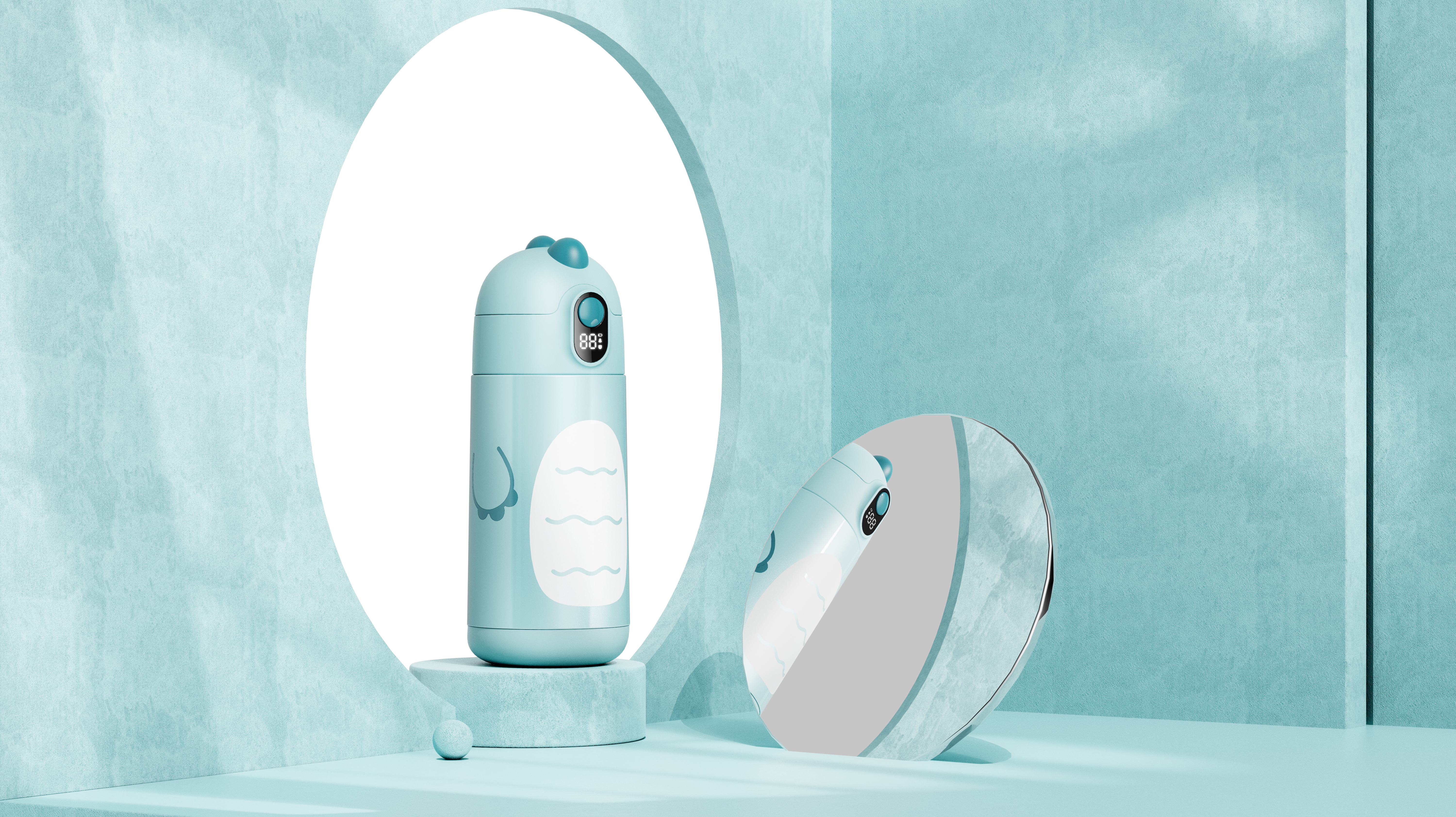 Small dinosaur, intelligent thermos cup, children, water cup，