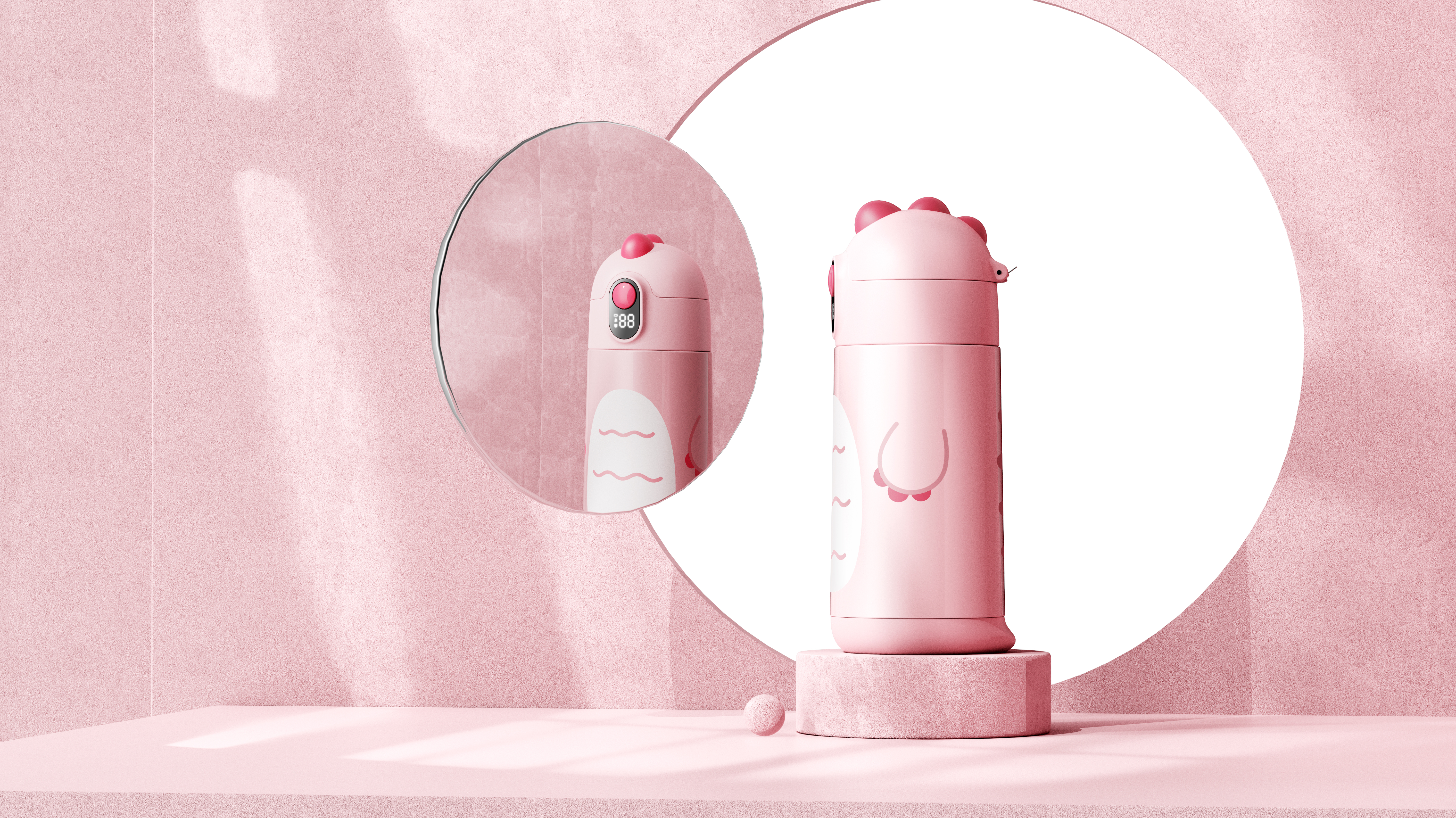 Small dinosaur, intelligent thermos cup, children, water cup，