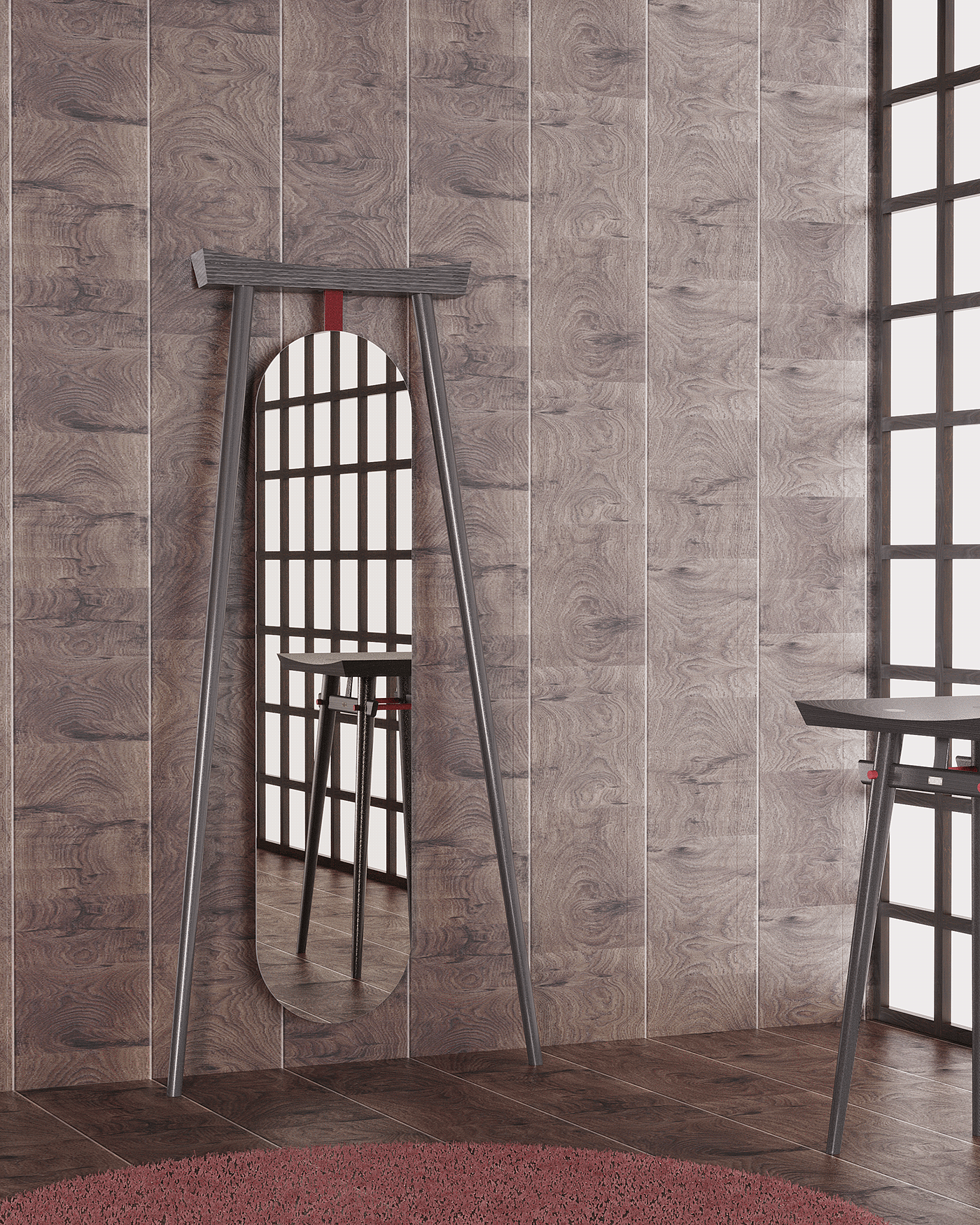 Low stool，High stool，coat hanger，Standing mirror，Appearance design，delicate，