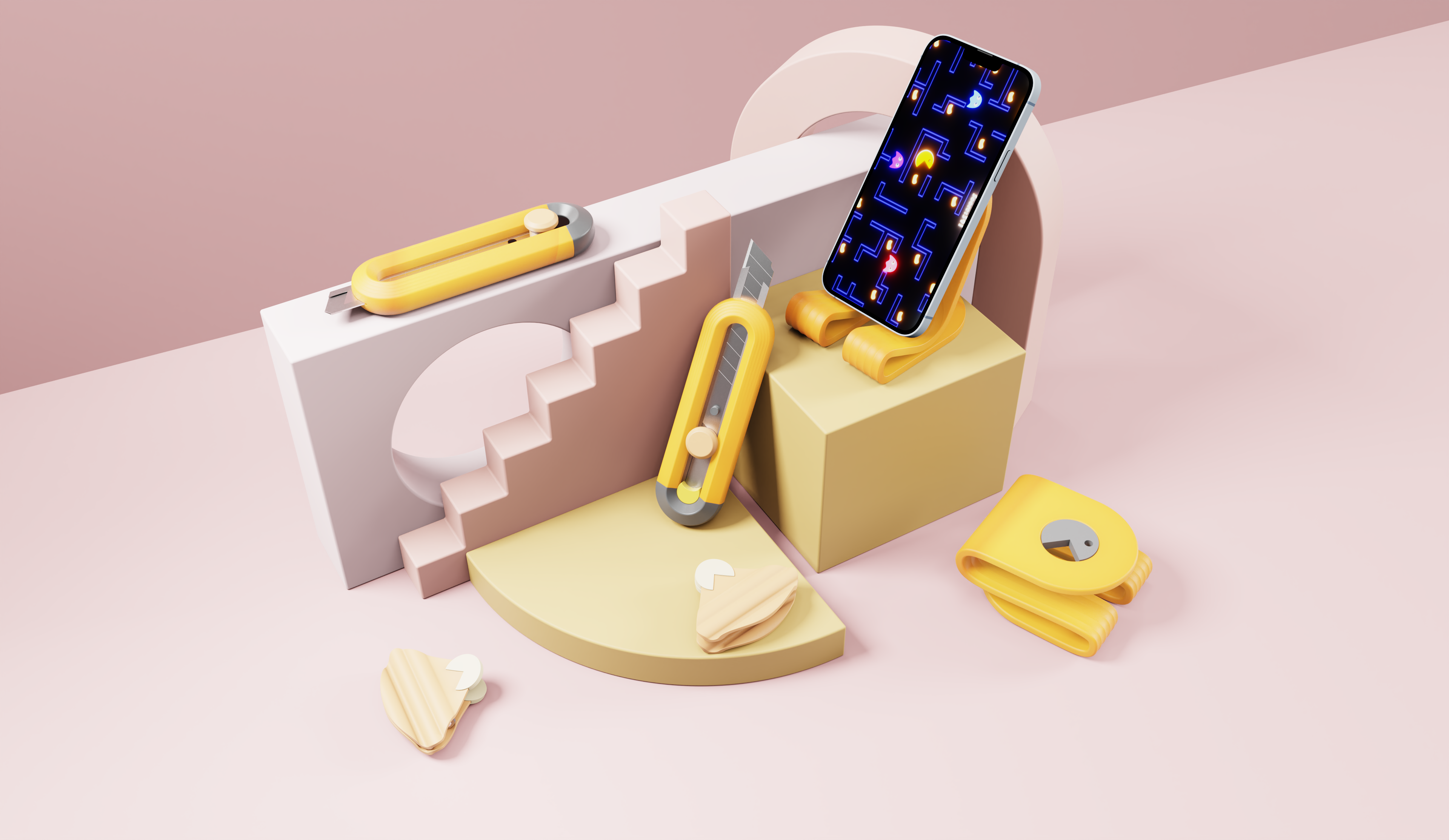 Stationery，Potato chips，Pac Man，Mobile phone bracket，Clip，pocket knife，Stationery series，Interesting，