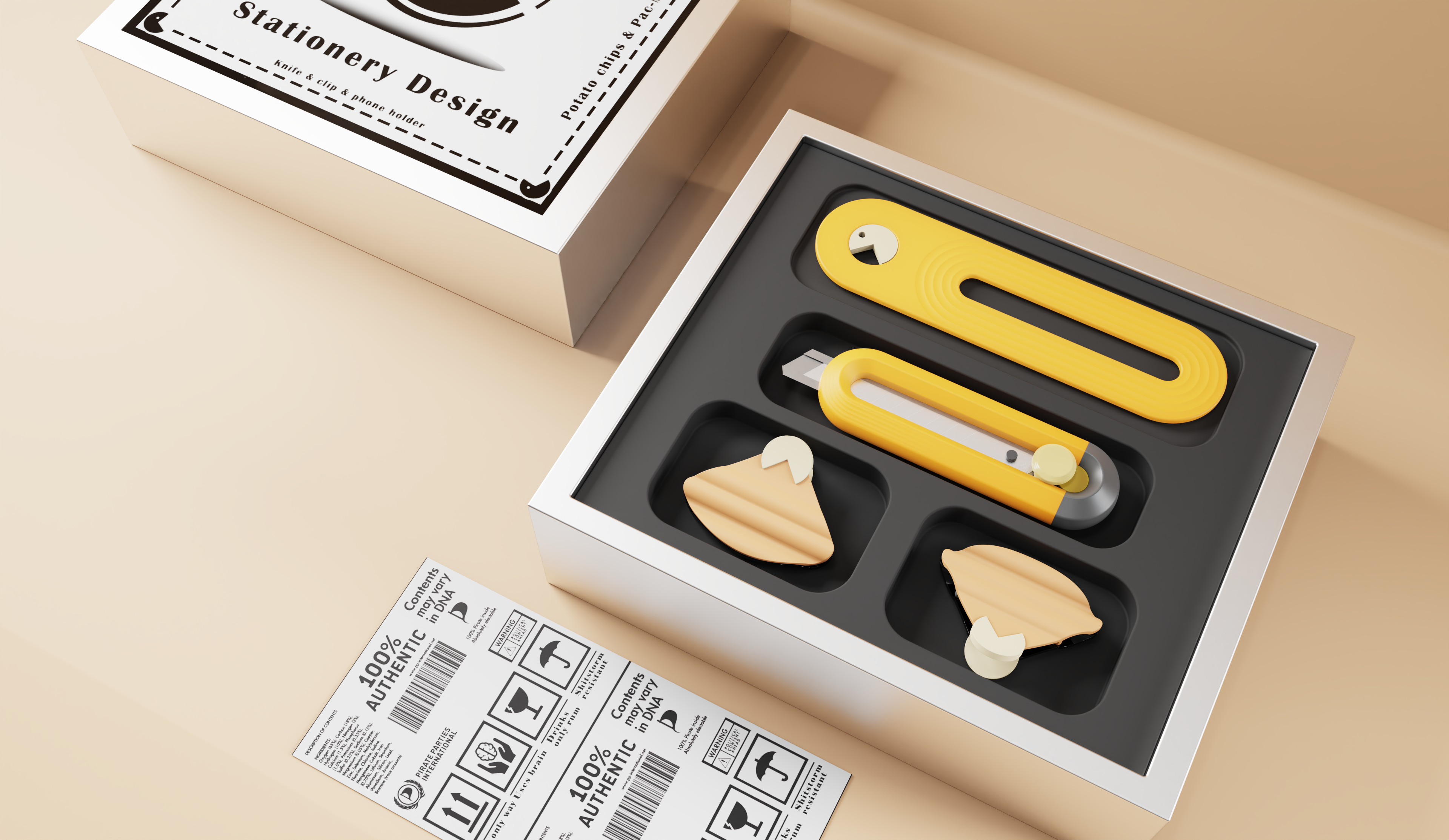 Stationery，Potato chips，Pac Man，Mobile phone bracket，Clip，pocket knife，Stationery series，Interesting，