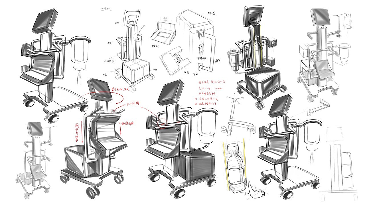 推车设计，医疗应用解决方案，OR&ICU应用环境解决方案，配套设备设计，
