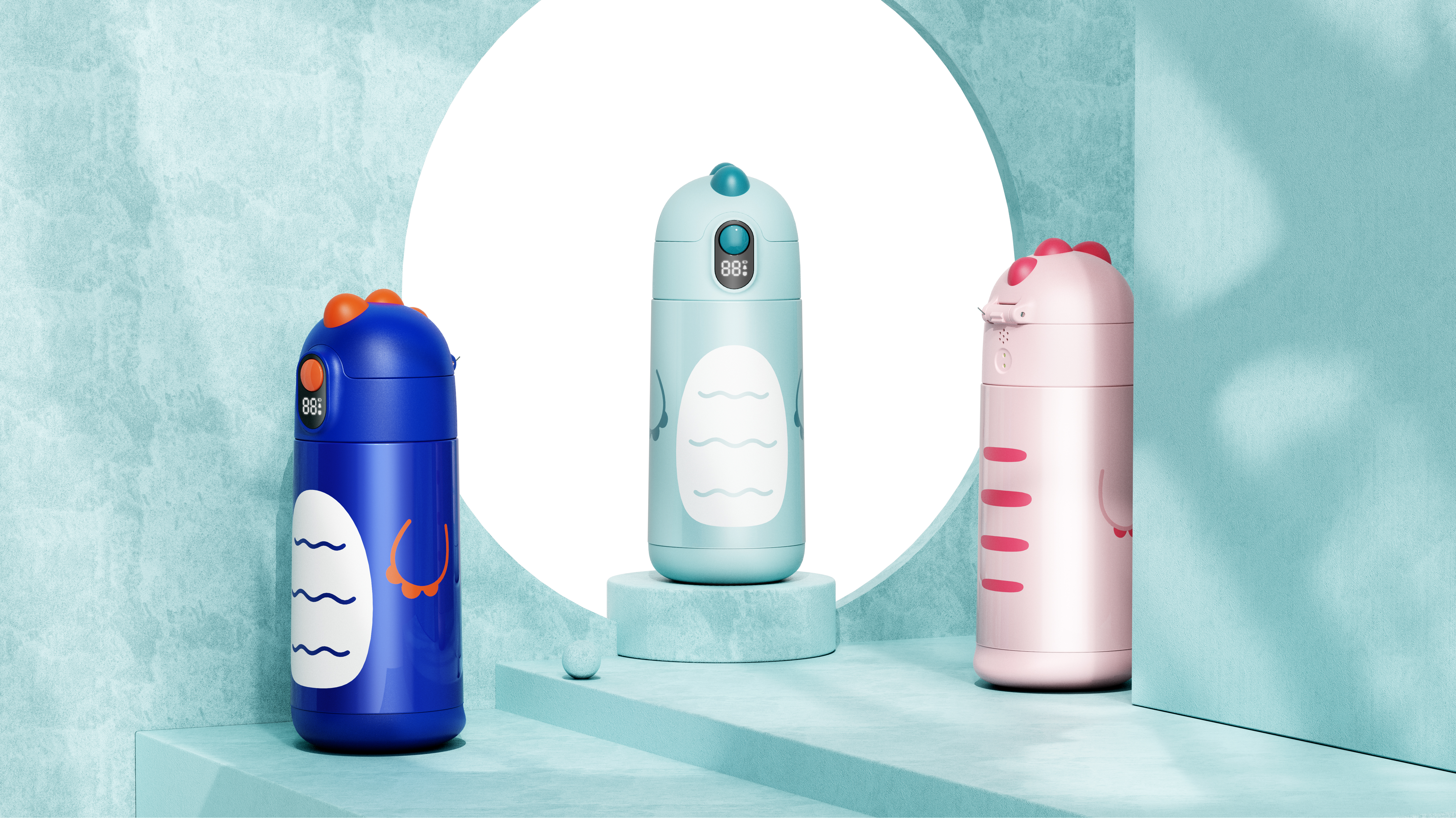 Small dinosaur, intelligent thermos cup, children, water cup，