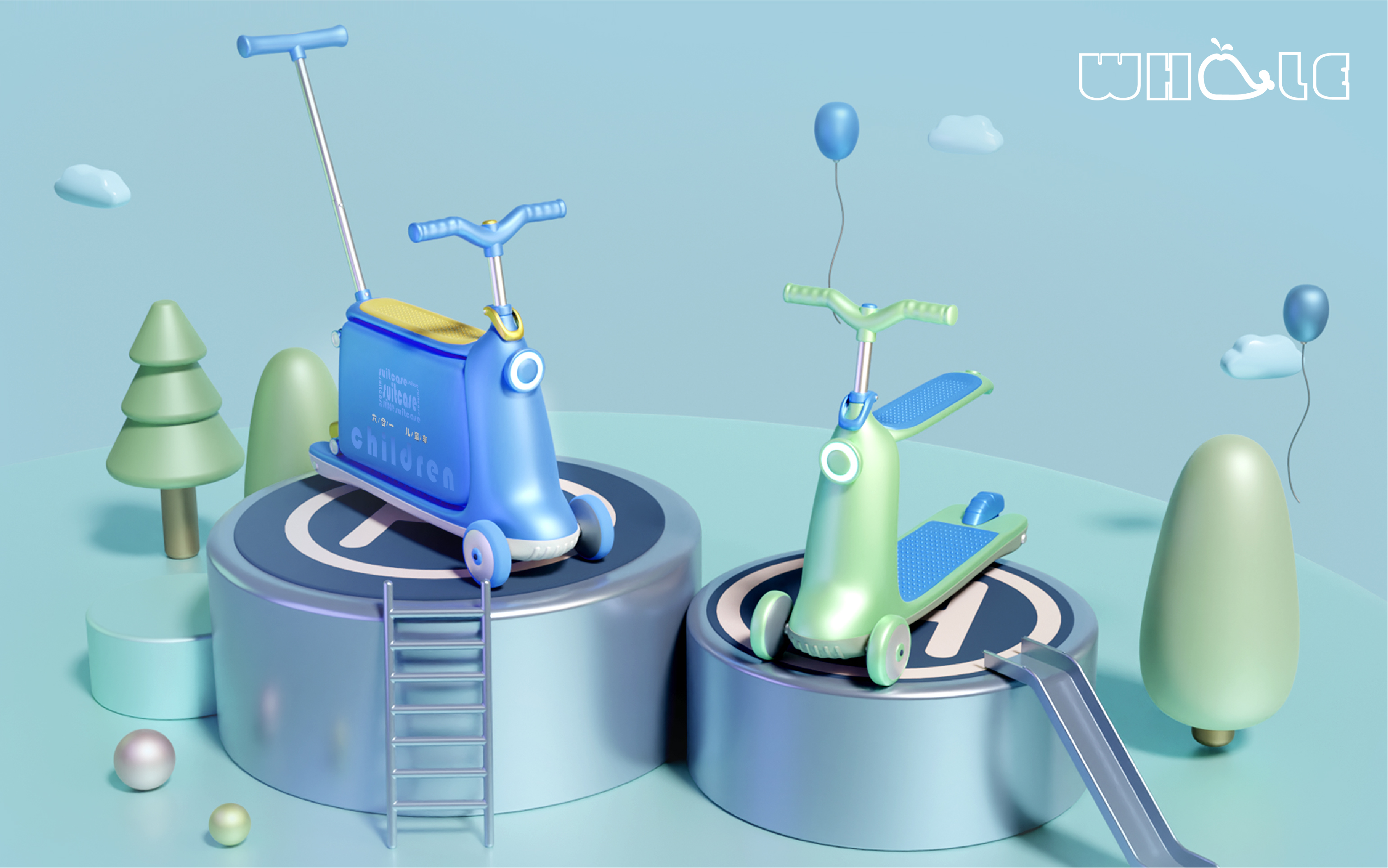 bionics，whale，Walker，Multifunctional children's car，