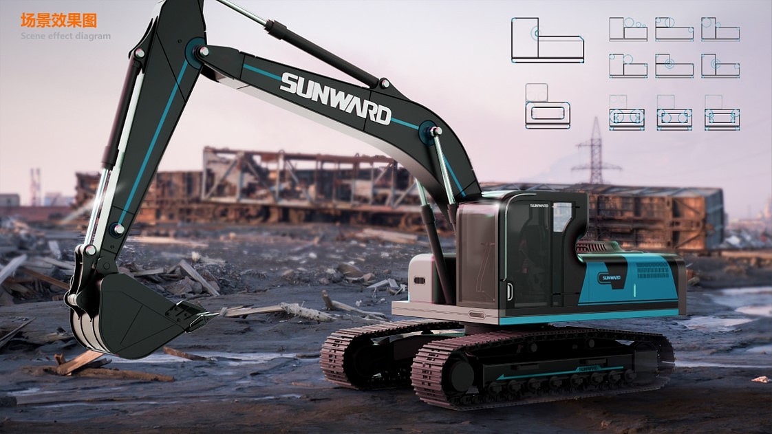 industrial design，Modeling deliberation，excavating machinery，