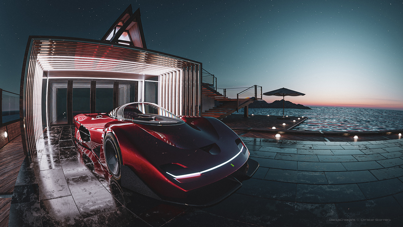 automobile，3d，Render，Ferrari，
