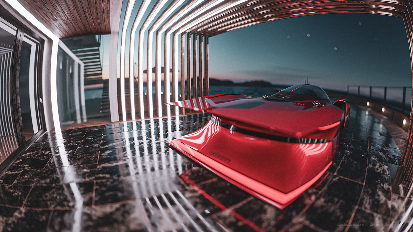 automobile，3d，Render，Ferrari，