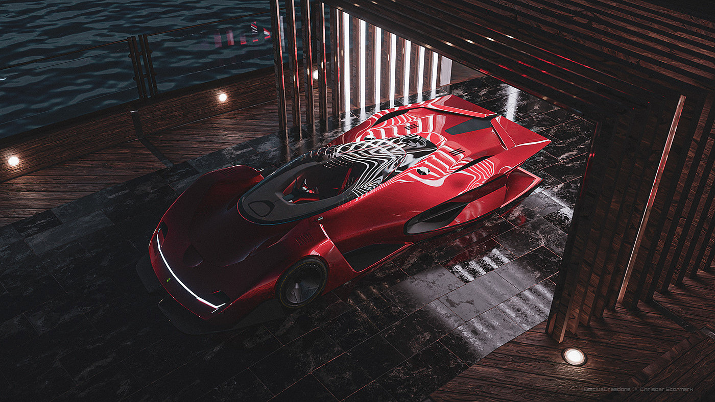 automobile，3d，Render，Ferrari，