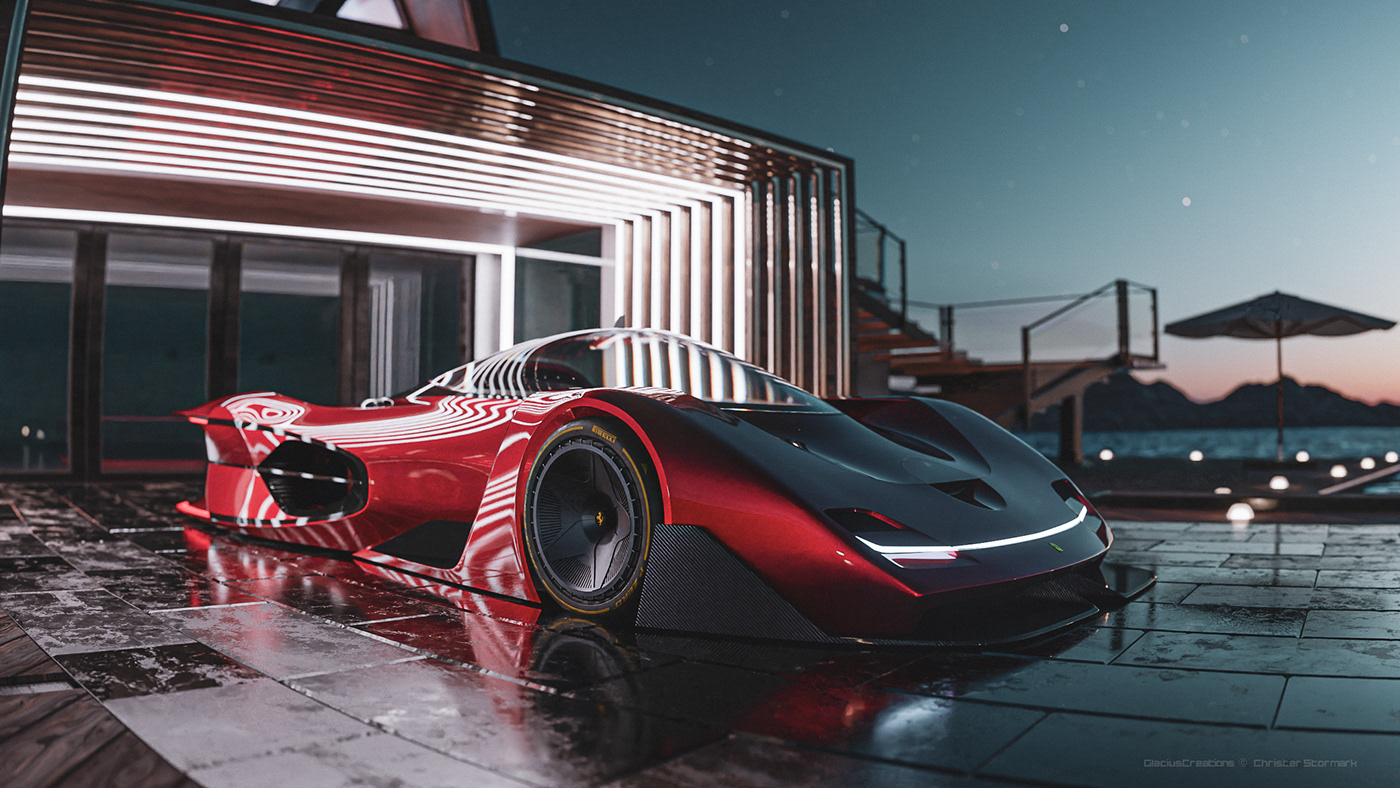 automobile，3d，Render，Ferrari，