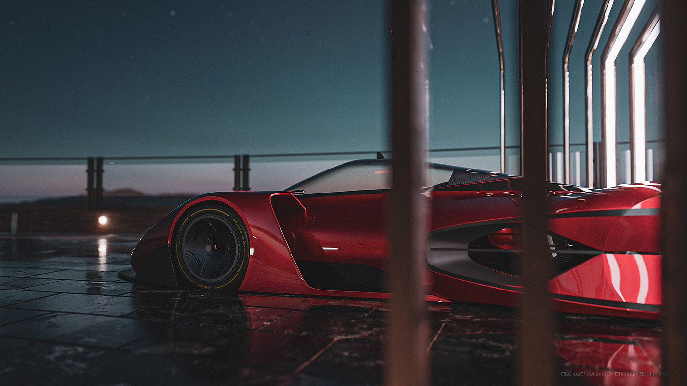 automobile，3d，Render，Ferrari，