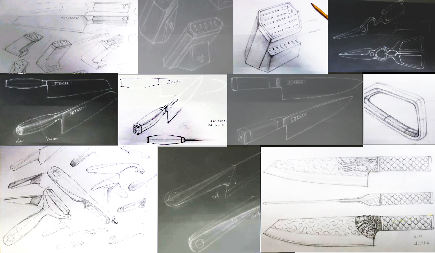 Knives, cookware, kitchen supplies, household goods design，