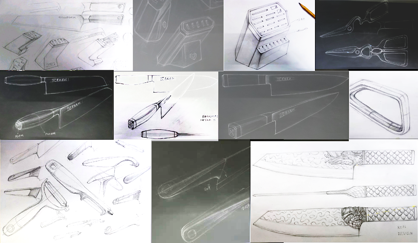 Knives, cookware, kitchen supplies, household goods design，