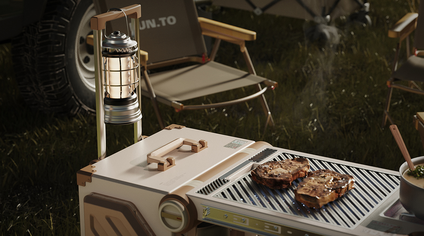 Portable，outdoors，barbecue，Barbecue box，Appearance design，