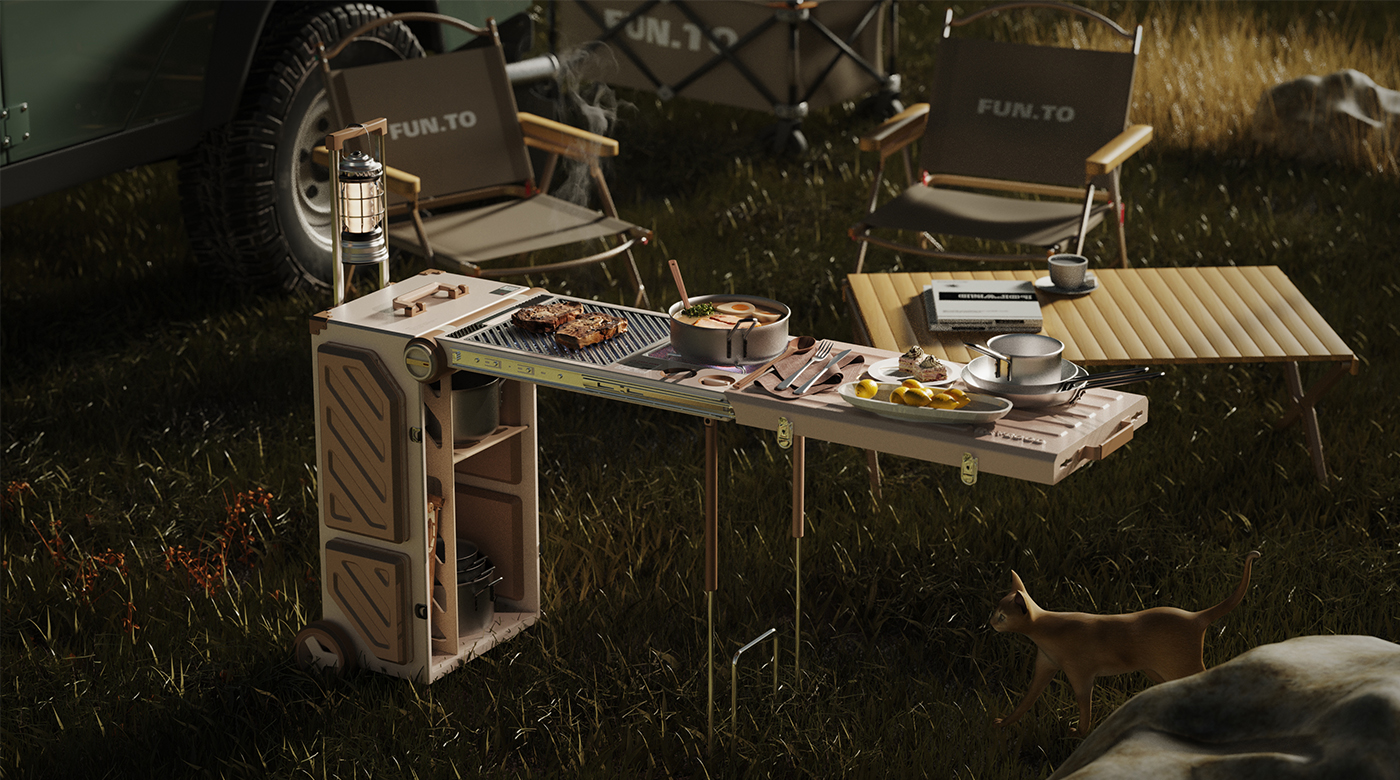 Portable，outdoors，barbecue，Barbecue box，Appearance design，