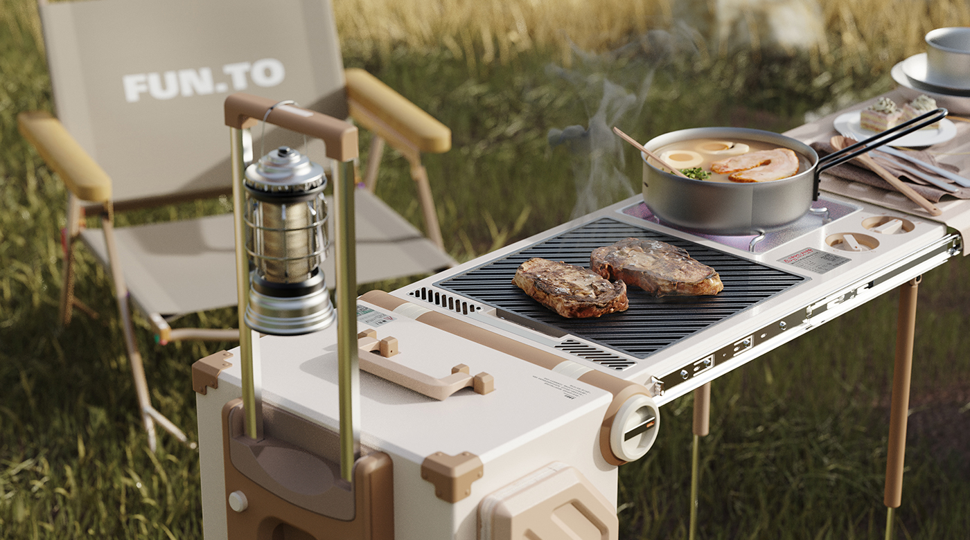 Portable，outdoors，barbecue，Barbecue box，Appearance design，