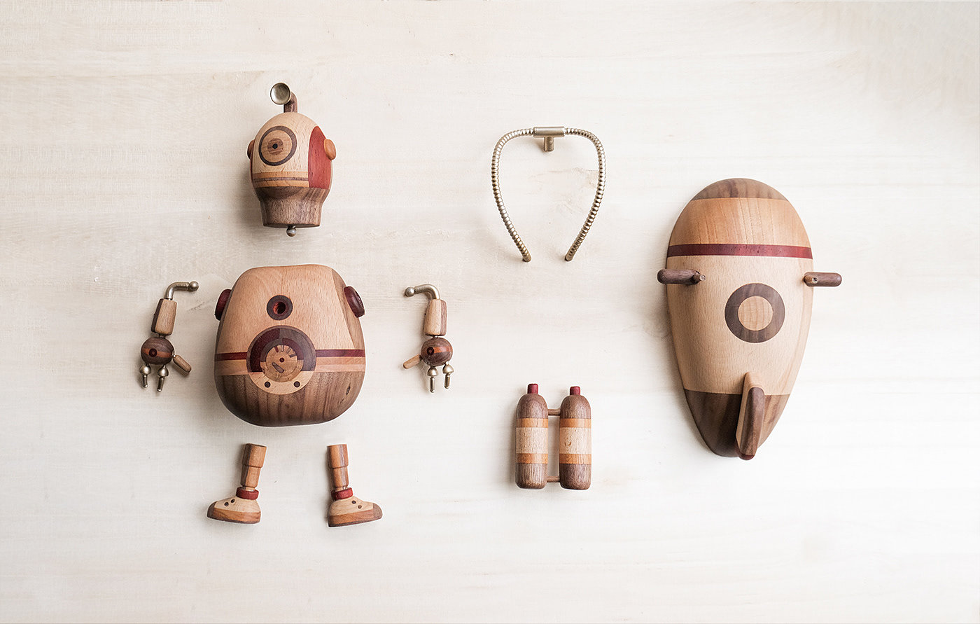 工艺品，玩具设计，Outside，机器人，木头，