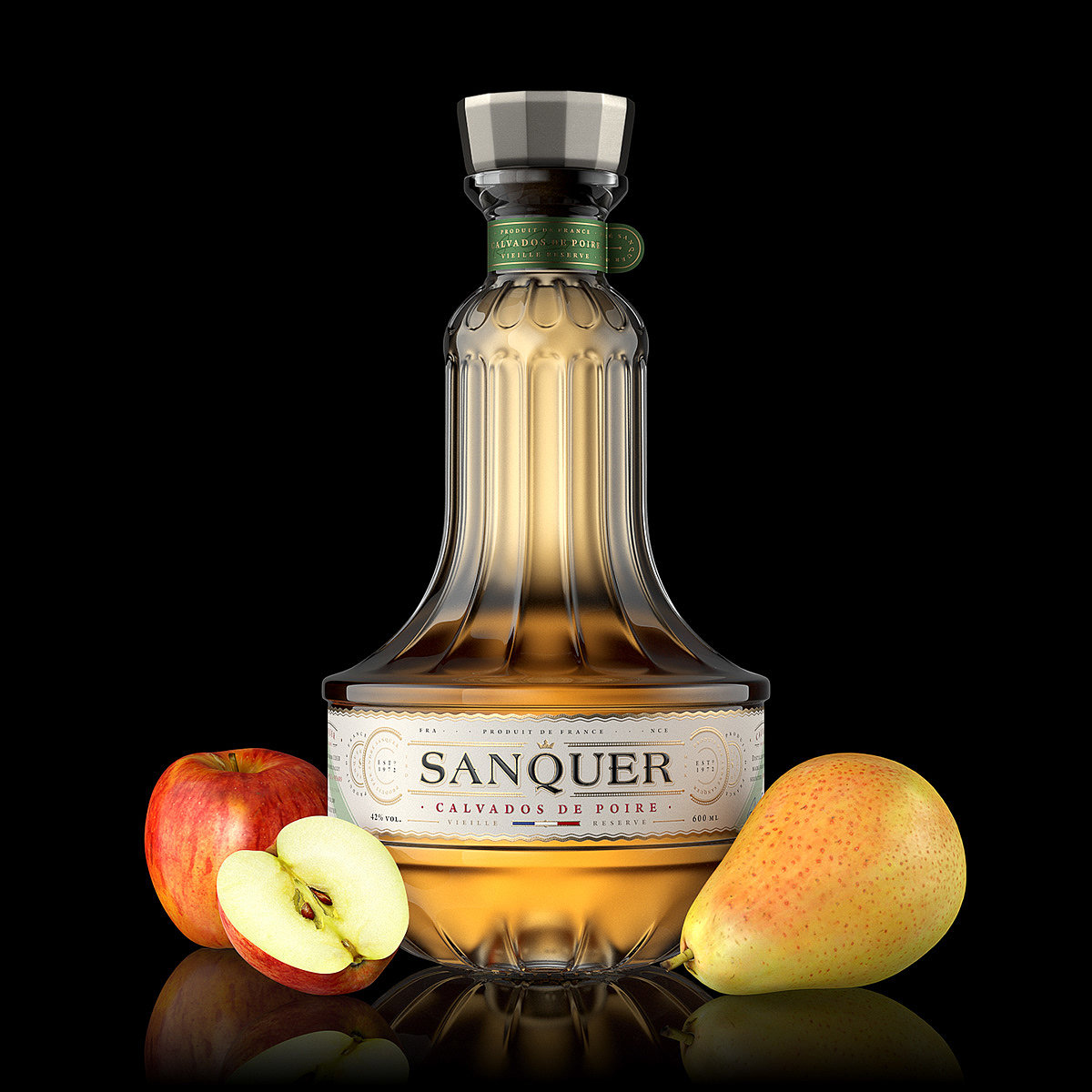 SANQUER Pear Calvado，包装，图形设计，数码艺术，