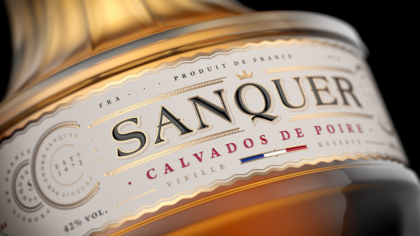 SANQUER Pear Calvado，packing，graphic design ，Digital art，