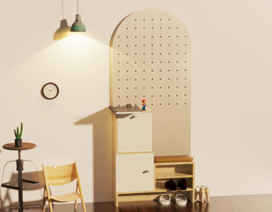 Entrance, home, shoe cabinet, storage, hole board，