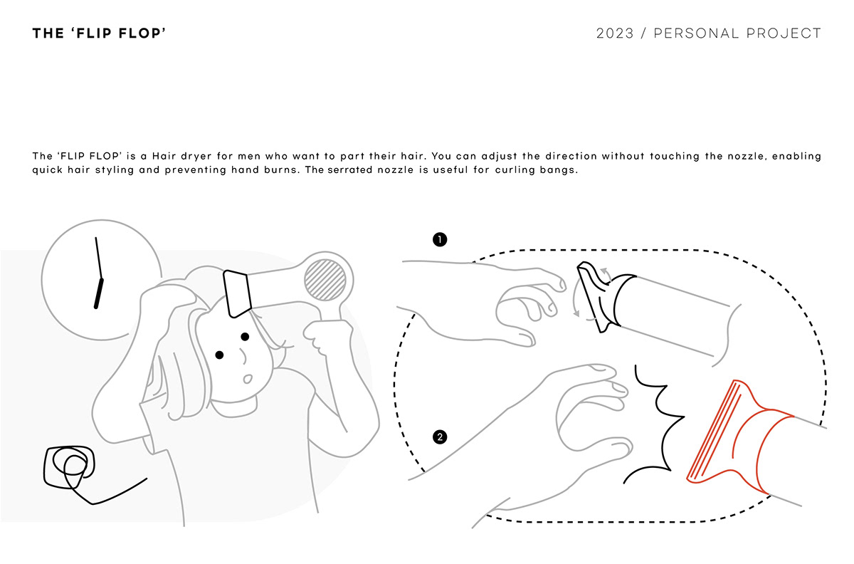 hair drier，product design，FLIP FLOP，cosmetology，Metal，