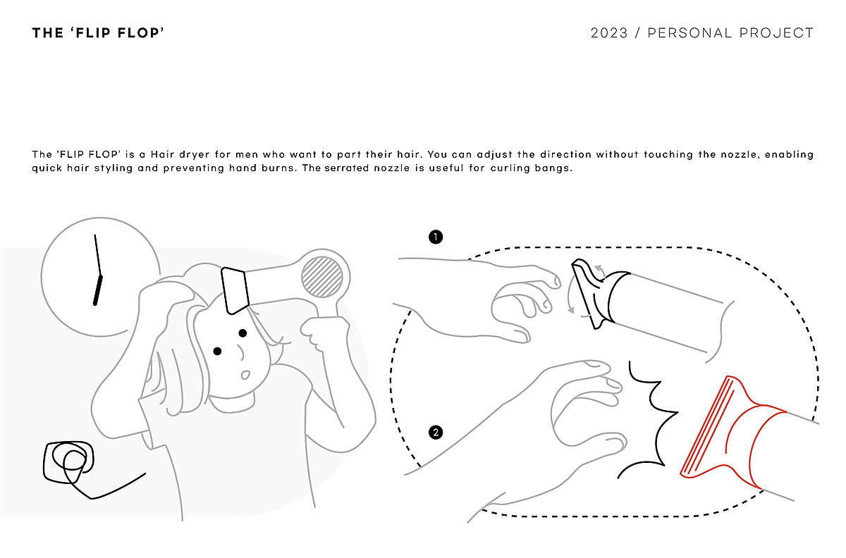 hair drier，product design，FLIP FLOP，cosmetology，Metal，