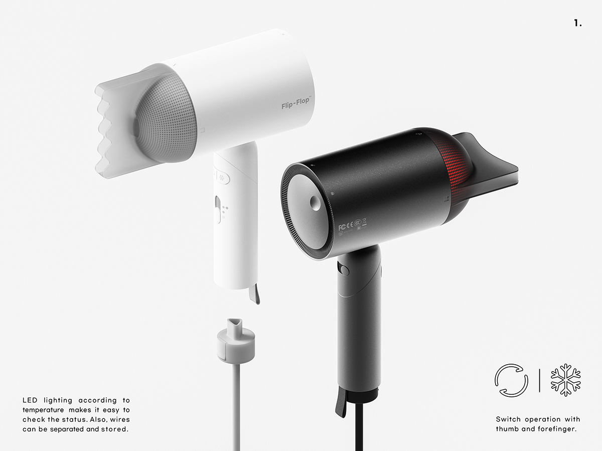 hair drier，product design，FLIP FLOP，cosmetology，Metal，