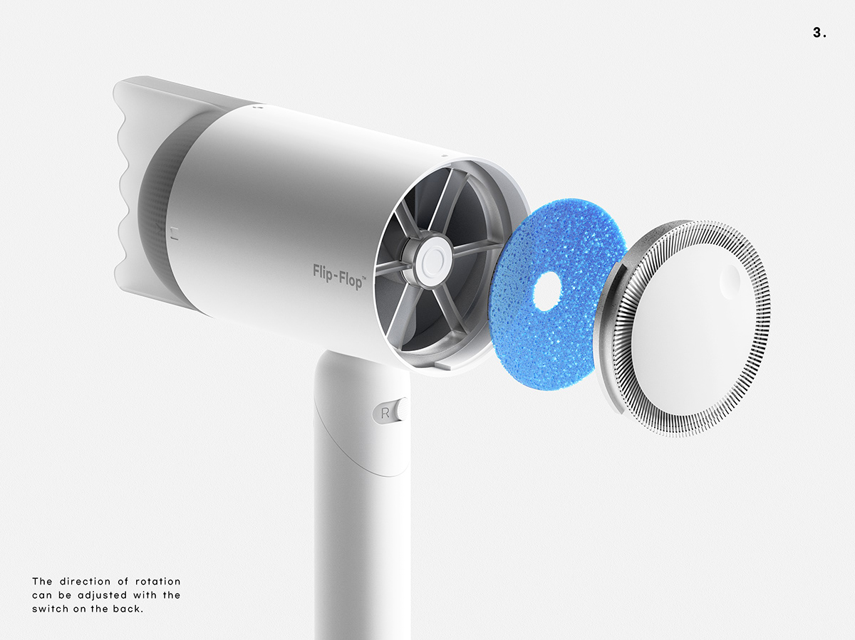 hair drier，product design，FLIP FLOP，cosmetology，Metal，