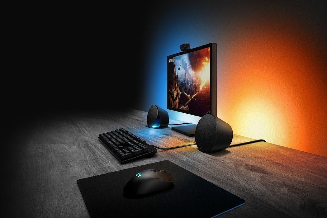 Logitech，Surround sound，speaker，Light panel，Adapt to screen color，