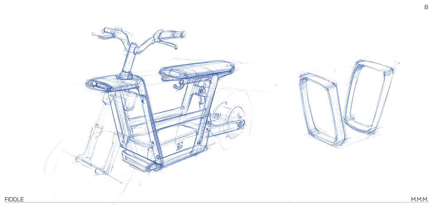3D modeling，industrial design，Mobile travel，sketch，Scooter，